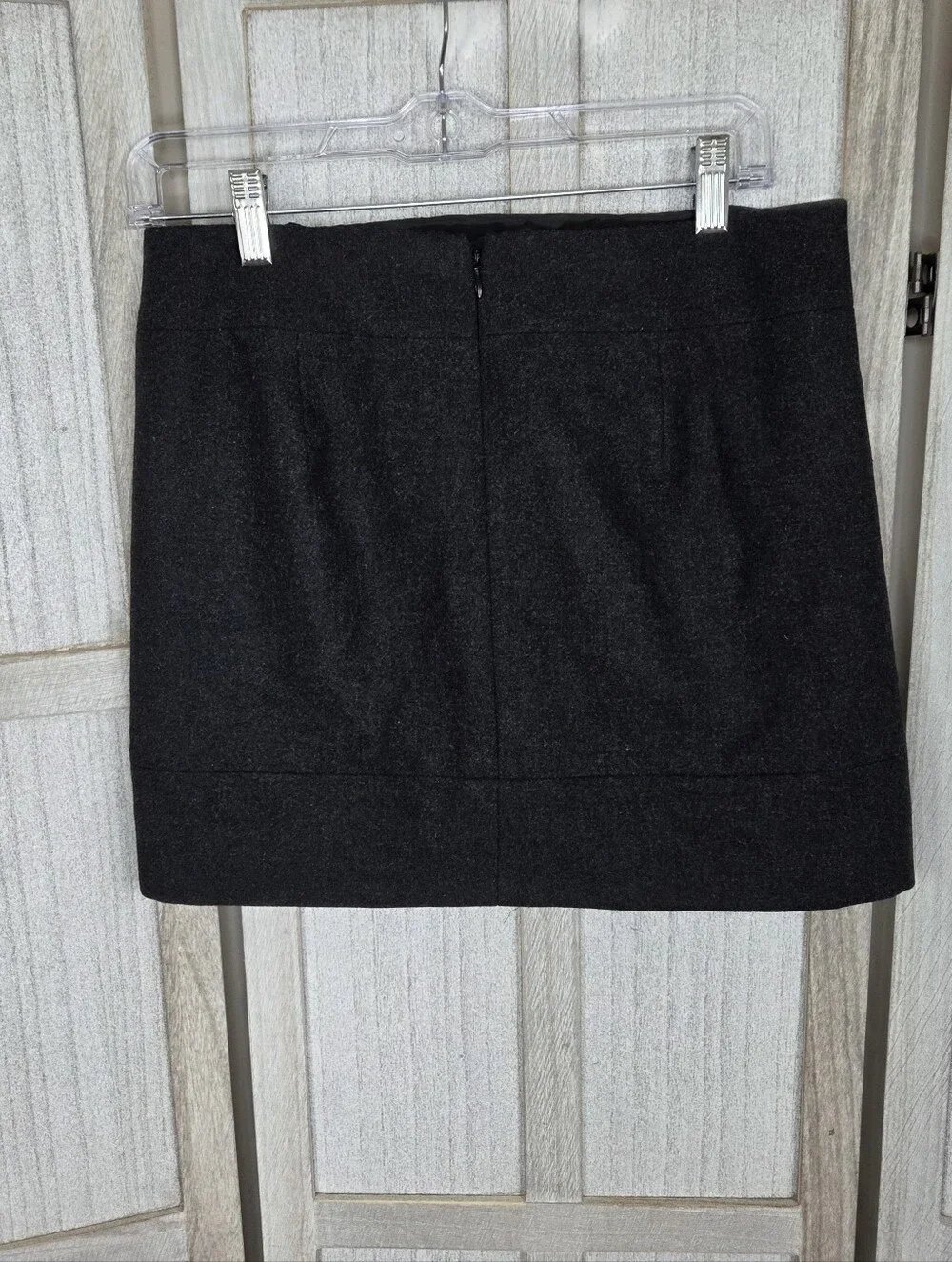 JCrew Factory Double Surge Wool Mini Skirt Size 2 Heather Charcoal Gray Preppy